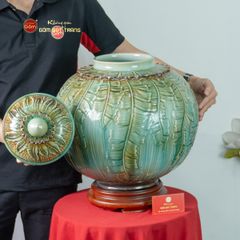 Chum Ngâm Rượu Đắp Nổi Họa Tiết Lá Chuối
