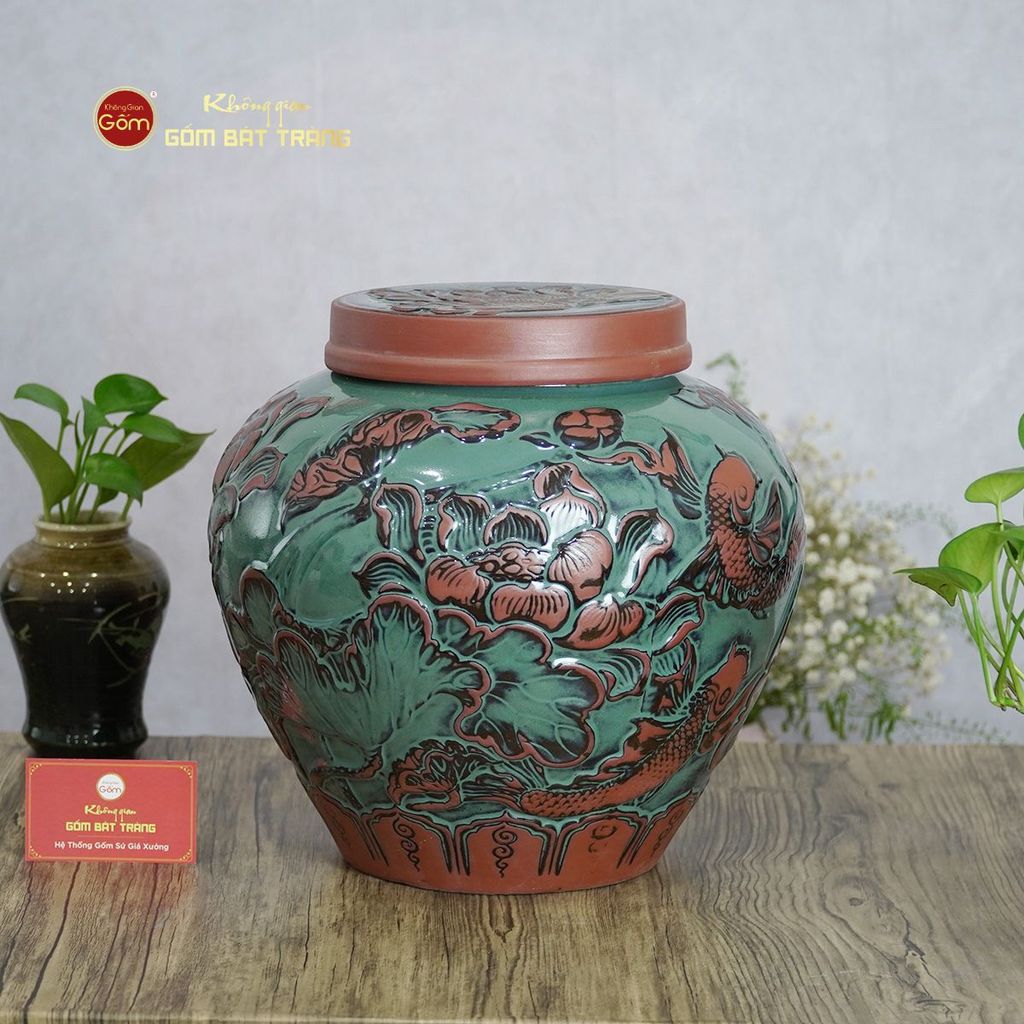 Chum Xanh Họa Tiết Hoa Sen