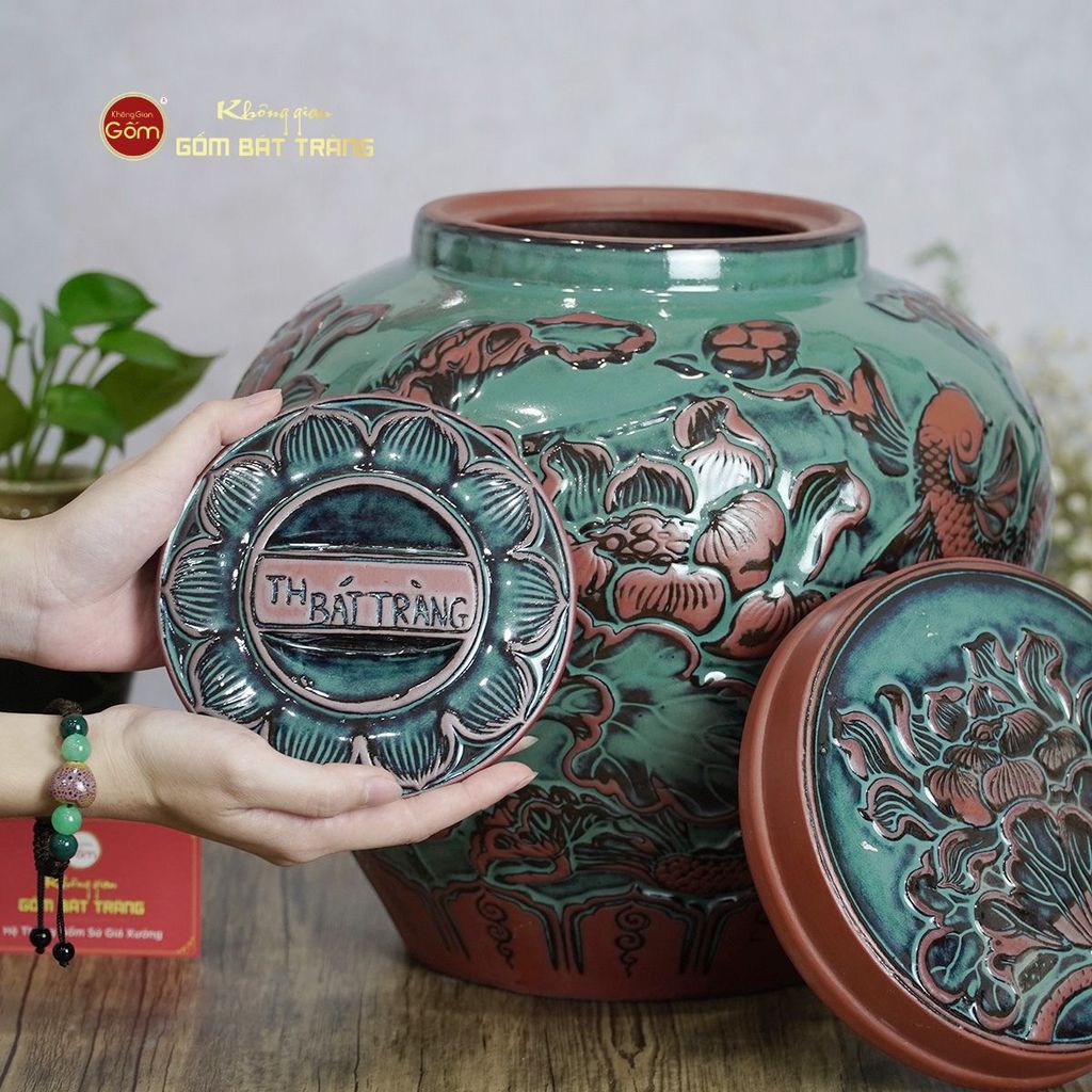 Chum Xanh Họa Tiết Hoa Sen