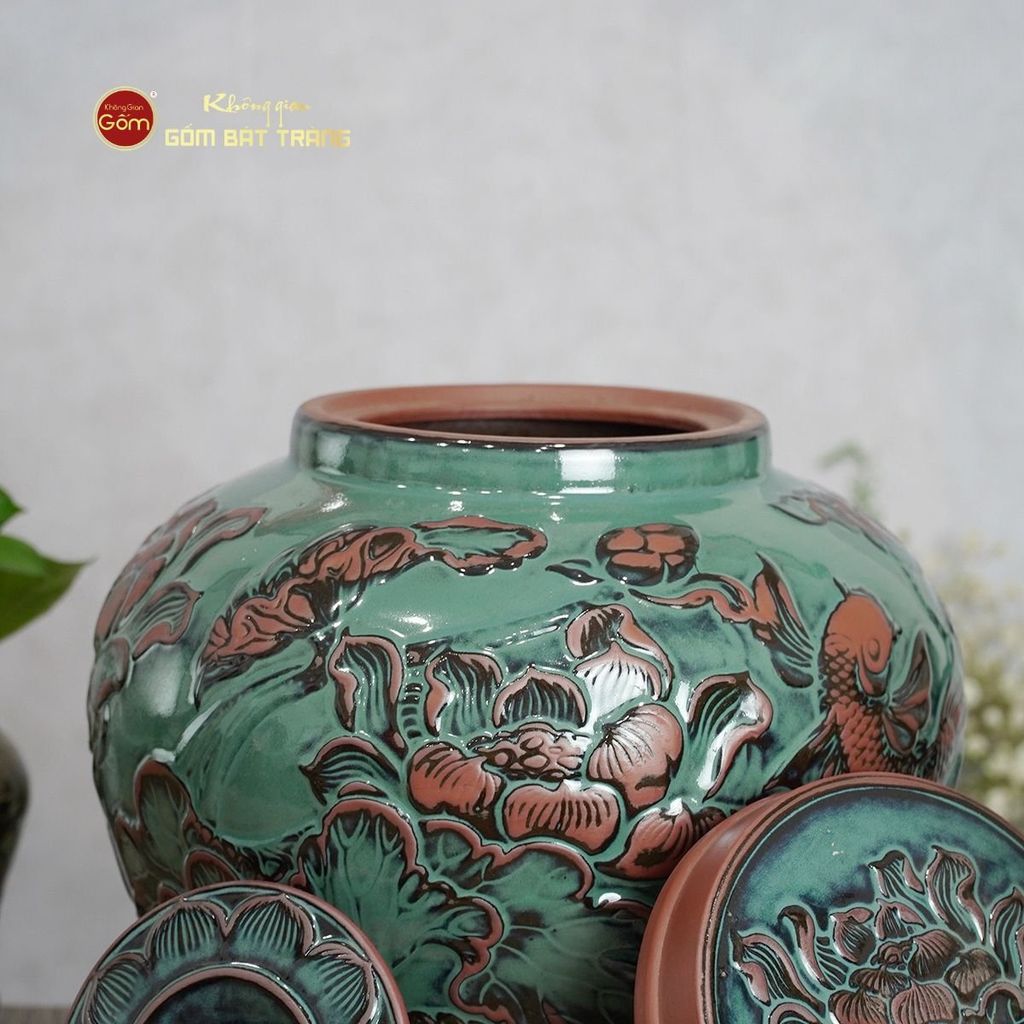 Chum Xanh Họa Tiết Hoa Sen