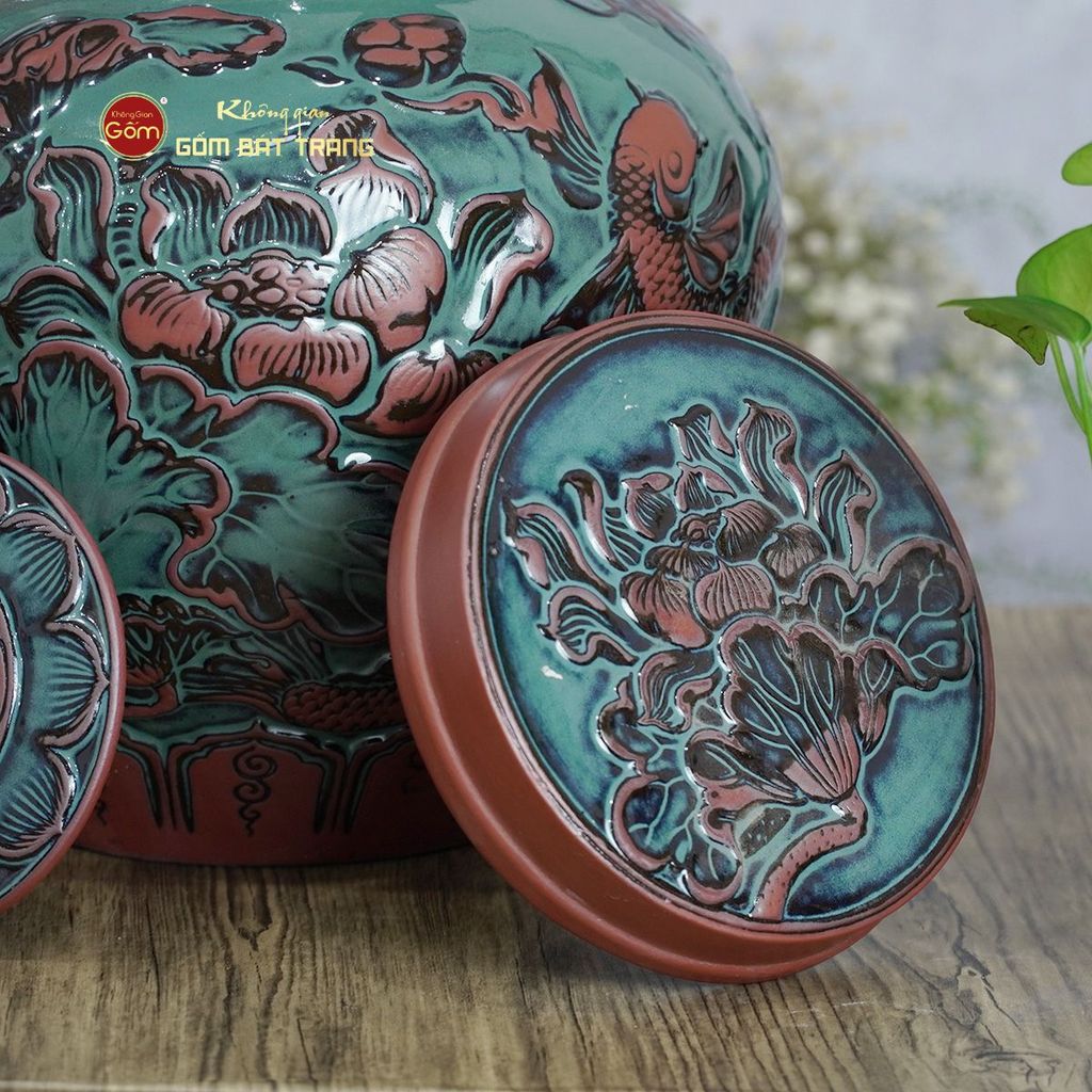 Chum Xanh Họa Tiết Hoa Sen