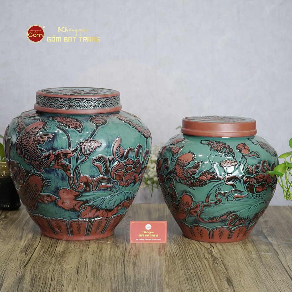 Chum Xanh Họa Tiết Hoa Sen
