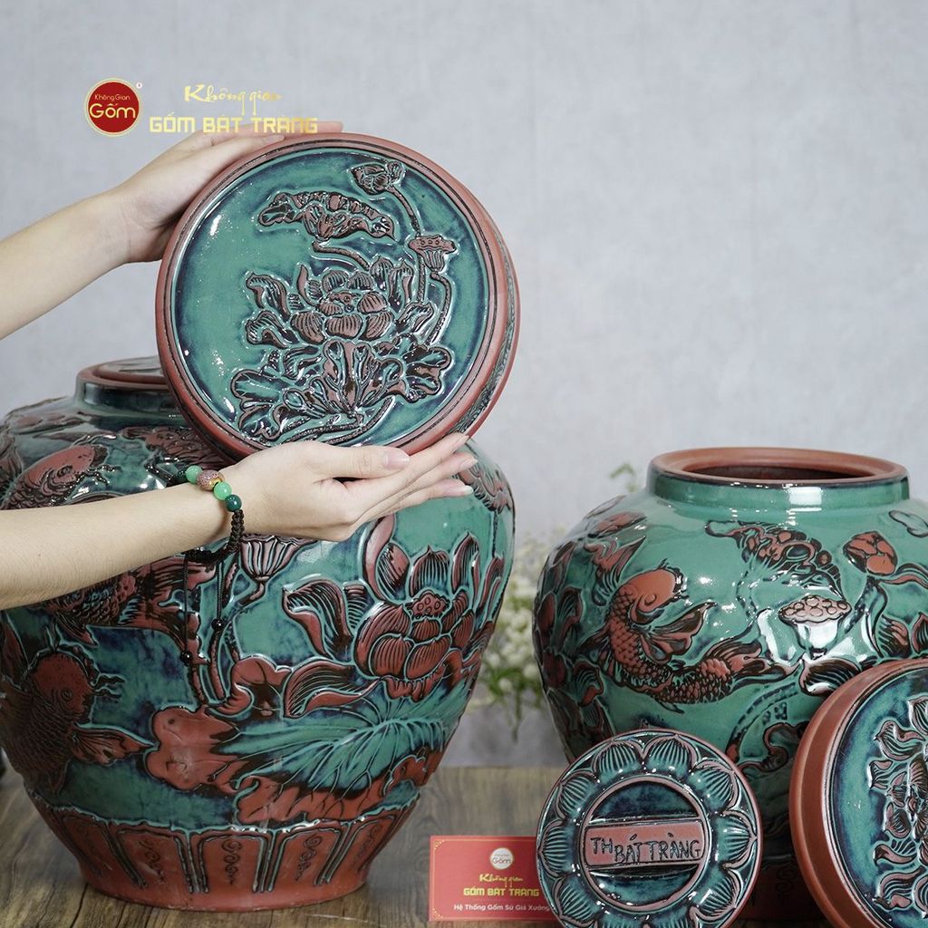 Chum Xanh Họa Tiết Hoa Sen