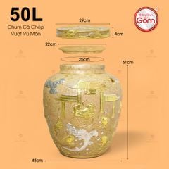 Chum Sành Cá Chép Vượt Vũ Môn Kim Sa Chạm Nổi Dát Vàng