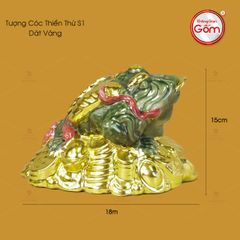 Thiềm Thừ Ngậm Tiền Men Xanh Ngọc Dát Vàng