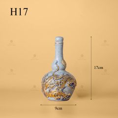 Nậm Rượu Thờ Men Rạn Vẽ Vàng Họa Tiết Kim Long Chầu Nhật