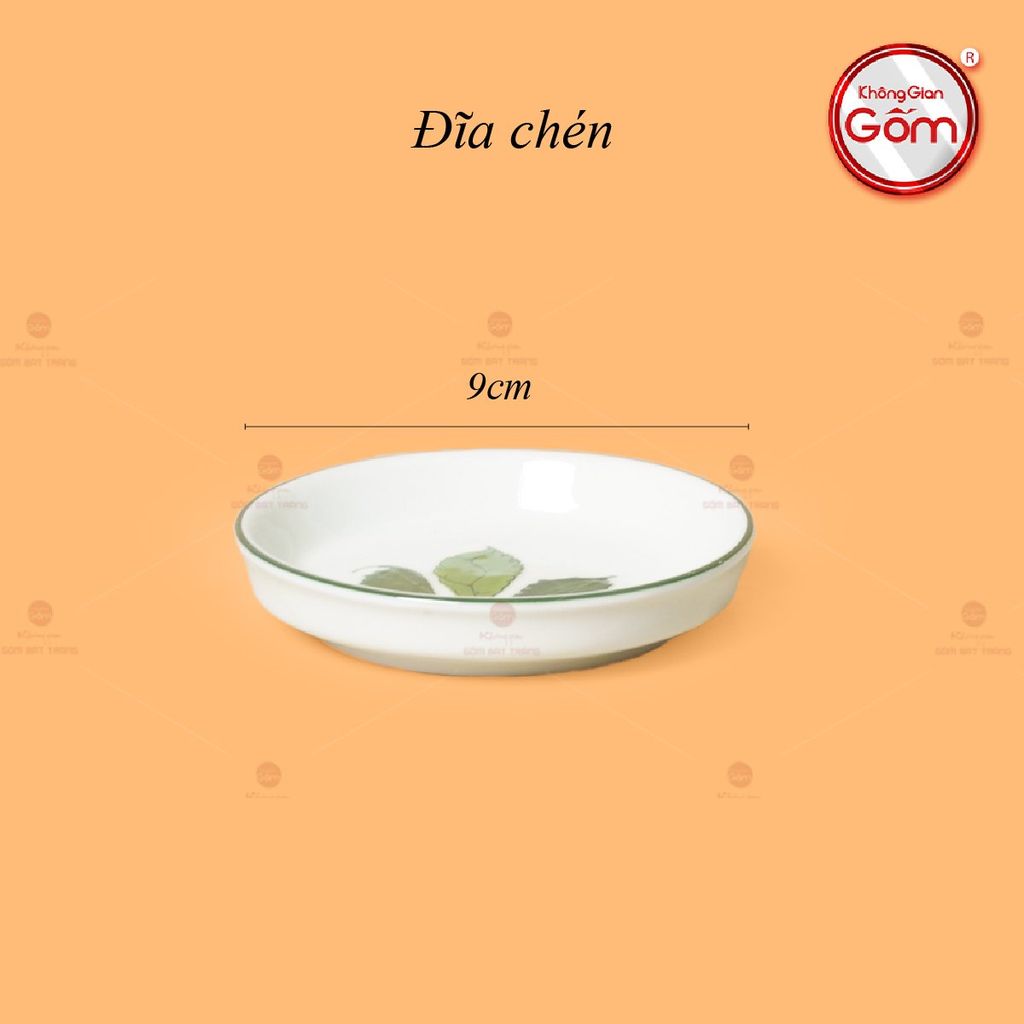 Bộ Ấm Chén Vai Vuông Men Kem Vẽ Ngò Gai