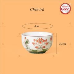 Bộ Ấm Chén Thiên Nga Men Kem Sen Đỏ