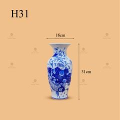 Lọ Hoa Thờ Men Lam Họa Tiết Sen Cá