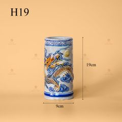 Ống Hương Men Rạn Nổi Họa Tiết Rồng Chầu Nhật