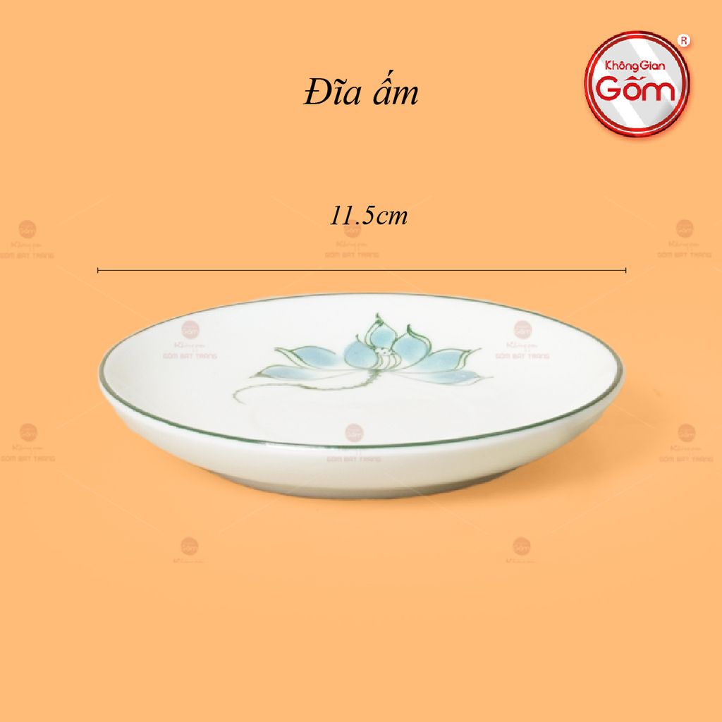 Bộ Ấm Chén Thiên Nga Men Kem Sen Xanh