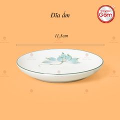 Bộ Ấm Chén Vai Vuông Men Kem Vẽ Sen Xanh