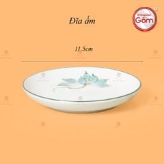 Bộ Ấm Chén Tròn Men Kem Vẽ Sen Xanh