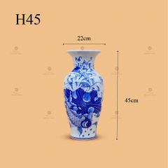 Lọ Hoa Thờ Men Lam Họa Tiết Sen Cá