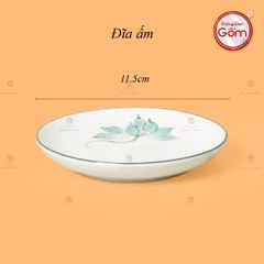 Bộ Ấm Chén Vai Cao Men Kem Vẽ Sen Xanh