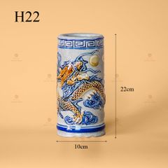Ống Hương Men Rạn Nổi Họa Tiết Rồng Chầu Nhật