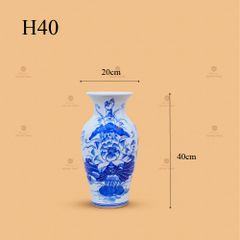 Lọ Hoa Thờ Men Lam Họa Tiết Hoa Sen