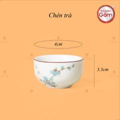Bộ Ấm Chén Vuông Quai Đồng Vẽ Sen Xanh