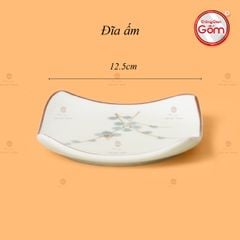 Bộ Ấm Chén Vuông Quai Đồng Vẽ Đào Xanh