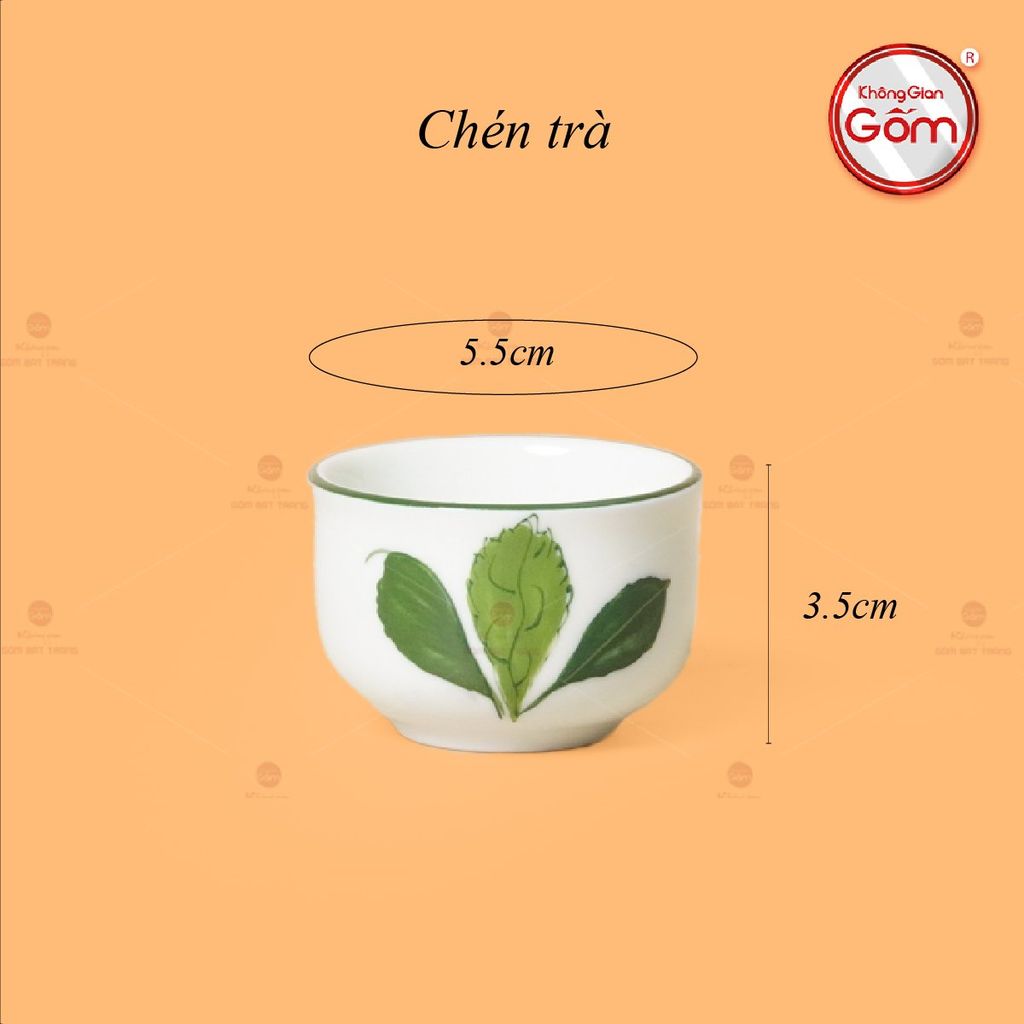 Bộ Ấm Chén Vuông Quai Đồng Vẽ Ngò Gai