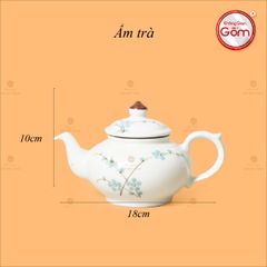 Bộ Ấm Chén Thiên Nga Men Kem Đào Xanh