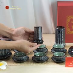 Bộ Phụ Kiện Trà Múi Hoa Men Hỏa Biến