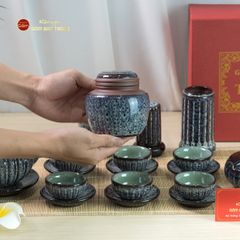 Bộ Phụ Kiện Trà Múi Hoa Men Hỏa Biến