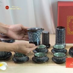 Bộ Phụ Kiện Trà Múi Hoa Men Hỏa Biến
