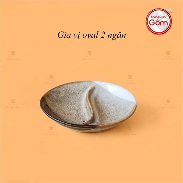 Chén Gia Vị Oval 2 Ngăn Ba Màu