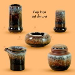 Bộ Ấm Chén Men Hỏa Biến Đại Cẩm Thạch