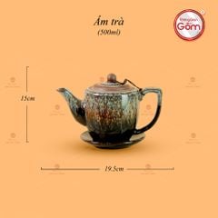 Bộ Ấm Chén Men Hỏa Biến Đại Cẩm Thạch