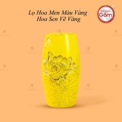Lọ Hoa Men Màu Hoa Sen Vẽ Vàng