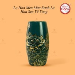 Lọ Hoa Men Màu Hoa Sen Vẽ Vàng