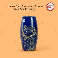 Lọ Hoa Men Màu Hoa Sen Vẽ Vàng