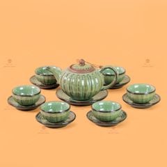Bộ Ấm Chén Tròn Múi Xanh Ngọc