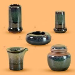 Bộ Phụ Kiện Trà Đại Hỏa Biến Men Nâu