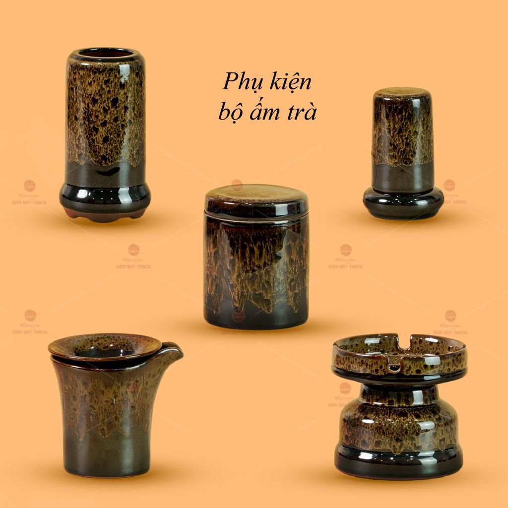 Bộ Ấm Chén Đại Mã Não Lòng Hoa