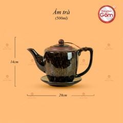 Bộ Ấm Chén Đại Mã Não Lòng Hoa