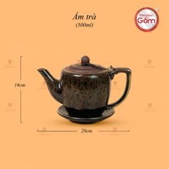 Bộ Ấm Chén Đại Mã Não Lòng Hoa Kẻ Vàng