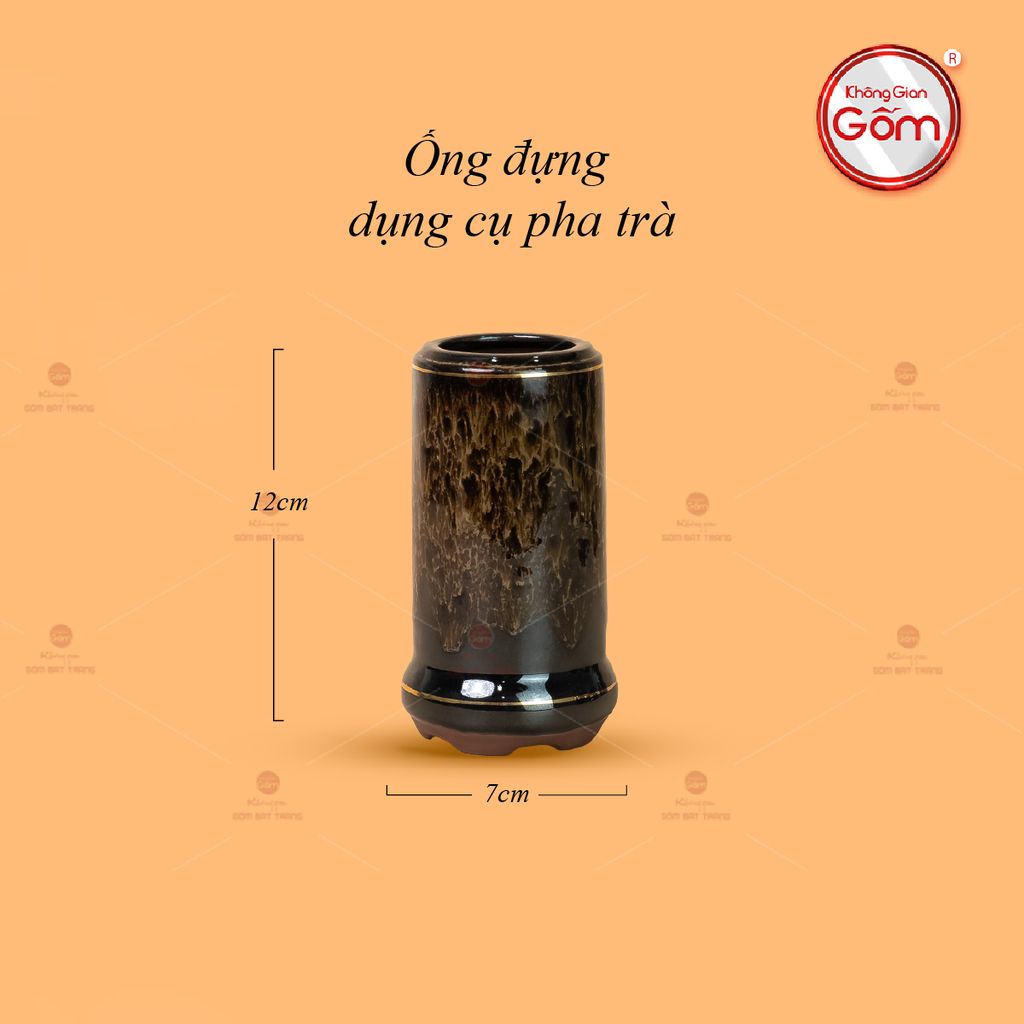 Bộ Phụ Kiện Trà Đại Mã Não Lòng Hoa Kẻ Vàng