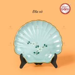 Đĩa Sò Men Ngọc Hoa Đào Trắng