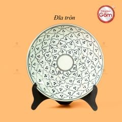 Đĩa Tròn Men Xanh Ngọc Vẽ Bèo