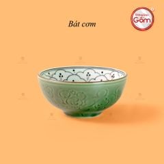 Bát Cơm Men Xanh Ngọc Vẽ Bèo