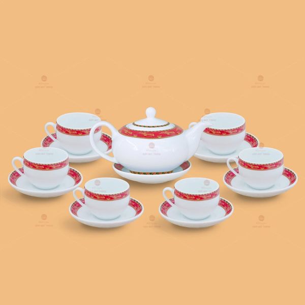 Bộ trà Minh Nguyệt viền chim hạc