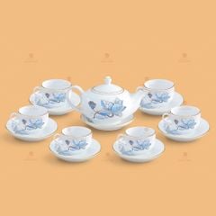 Bộ trà Minh Nguyệt sen xanh kẻ chỉ vàng