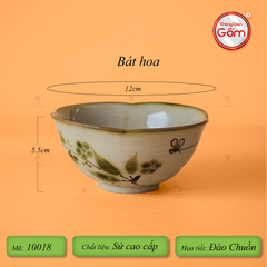 Bộ Bát Đĩa Bát Tràng Men Kem Đào Chuồn