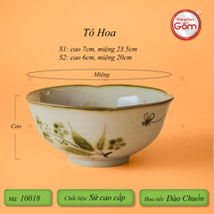Bộ Bát Đĩa Bát Tràng Men Kem Đào Chuồn