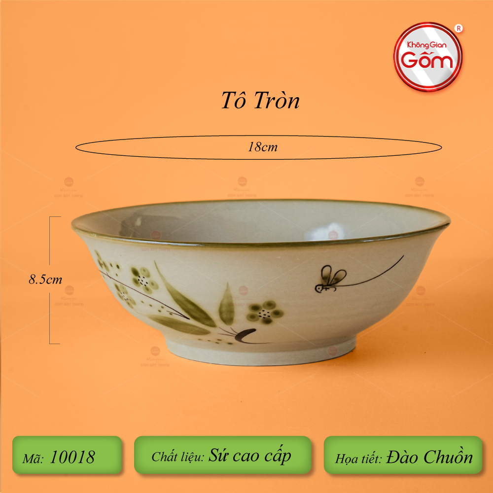 Bộ Bát Đĩa Bát Tràng Men Kem Đào Chuồn
