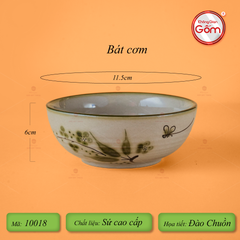 Bộ Bát Đĩa Bát Tràng Men Kem Đào Chuồn