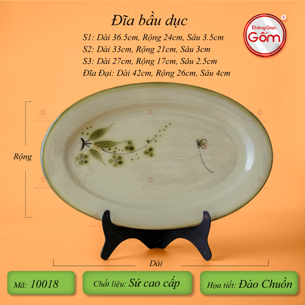 Đĩa Bầu Dục Hoa Đào Chuồn